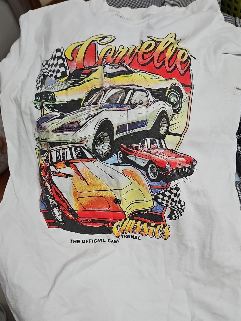 Chemistry 100% Cottk. White Corvette Muscle Need For Speed Classics Graphic Tee